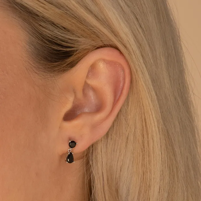 Black Teardrop Sapphire Earrings Camile Stone Earrings
