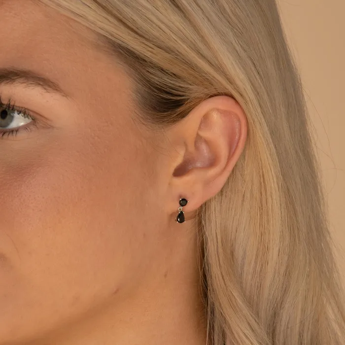 Black Teardrop Sapphire Earrings Camile Stone Earrings
