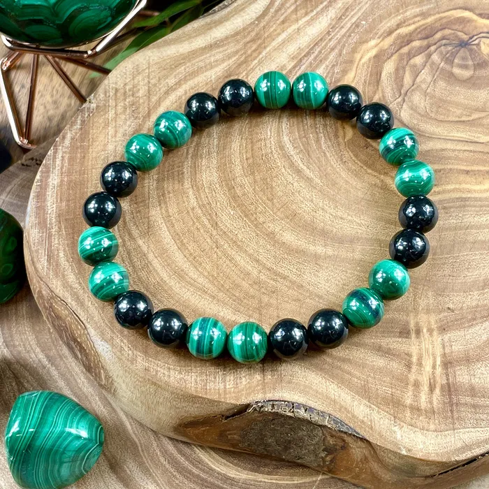 Bracelets Lily Rose Jewelry 1 Left Elite Shungite Malachite Duo Natural Guidance 5G Protection Premium Collection 8mm Stretch Bracelet