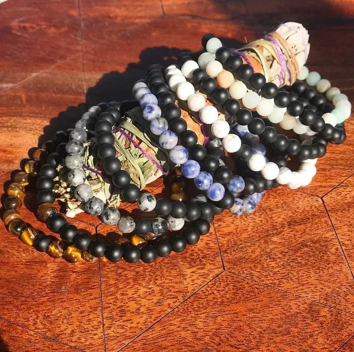 Bracelets Lily Rose Jewelry Howlite Black Onyx Couples Bracelet 6mm Stretch Matching Set