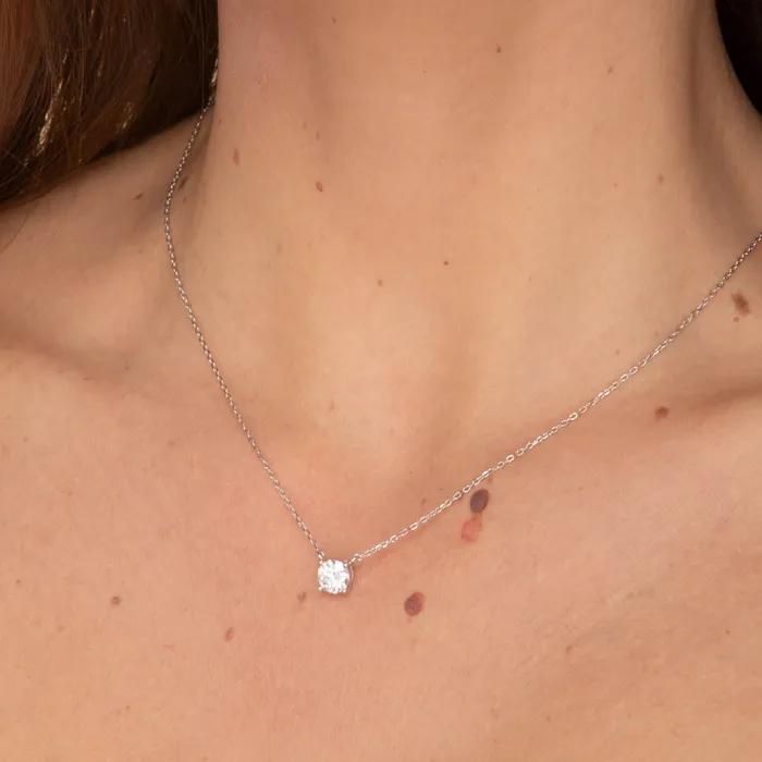 Camile Stone Necklaces Classic Bezel Pendant Moissanite Necklace 1 Carat