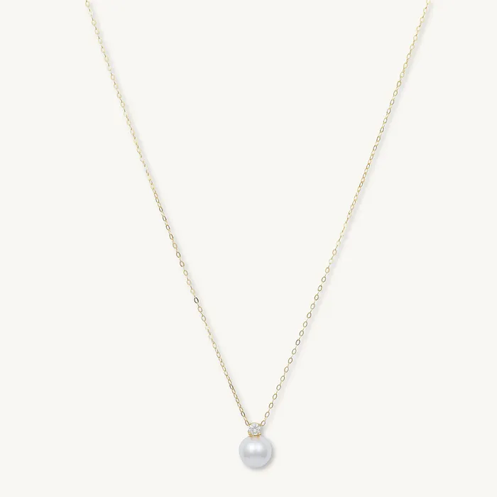 Camile Stone Pearl Solitaire Moissanite Necklace Necklaces