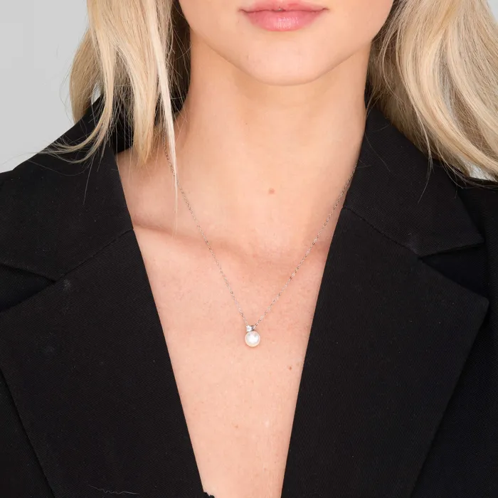 Camile Stone Pearl Solitaire Moissanite Necklace Necklaces