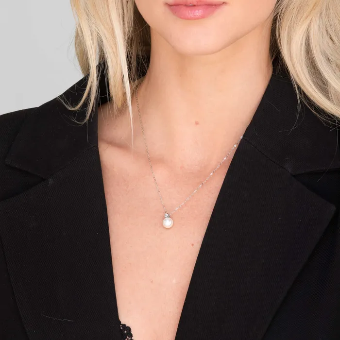 Camile Stone Pearl Solitaire Moissanite Necklace Necklaces