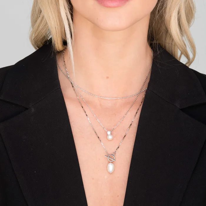 Camile Stone Pearl Solitaire Moissanite Necklace Necklaces