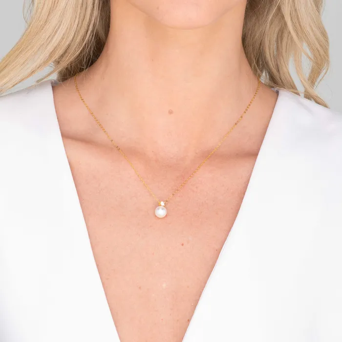 Camile Stone Pearl Solitaire Moissanite Necklace Necklaces