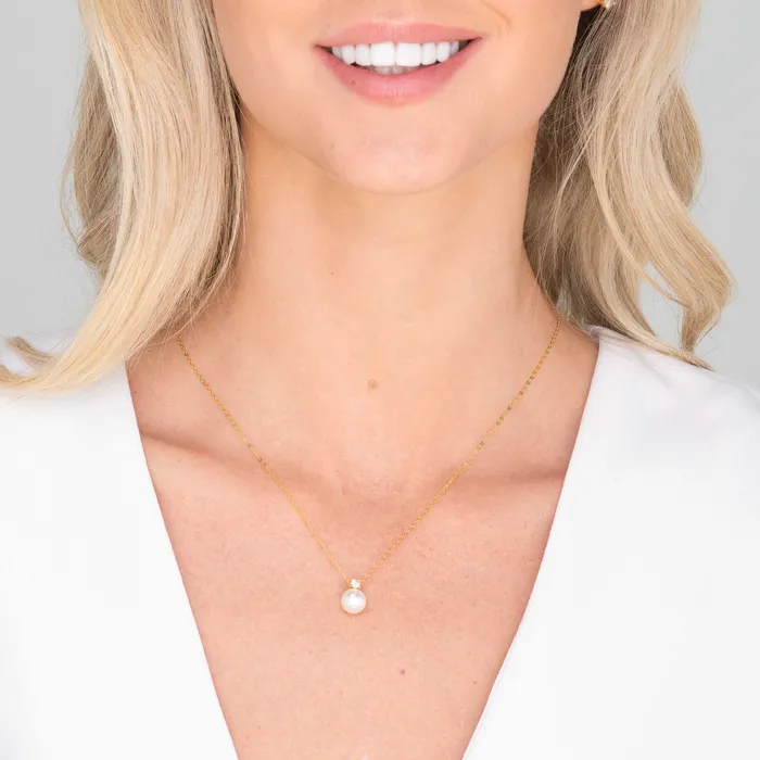 Camile Stone Pearl Solitaire Moissanite Necklace Necklaces