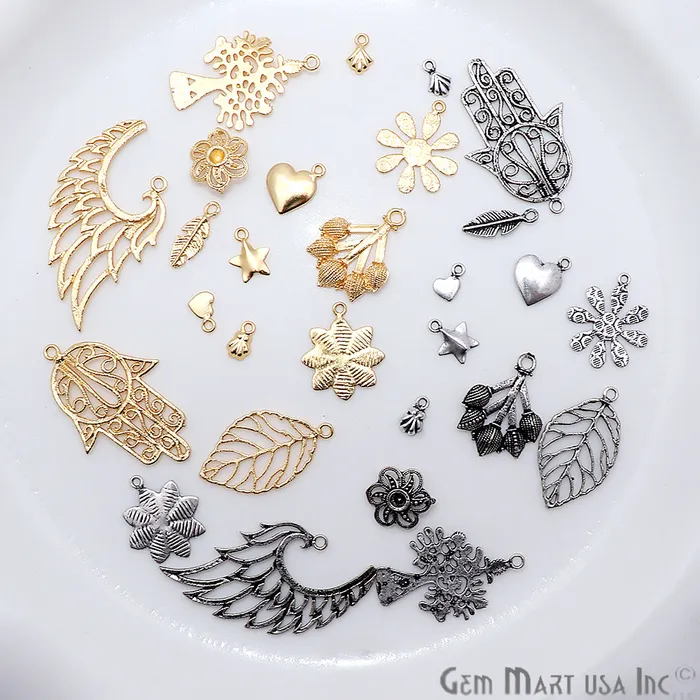 Charm Necklaces GemMartUSA Hamsa Shape Gold Plated Finding Jewelry Charm