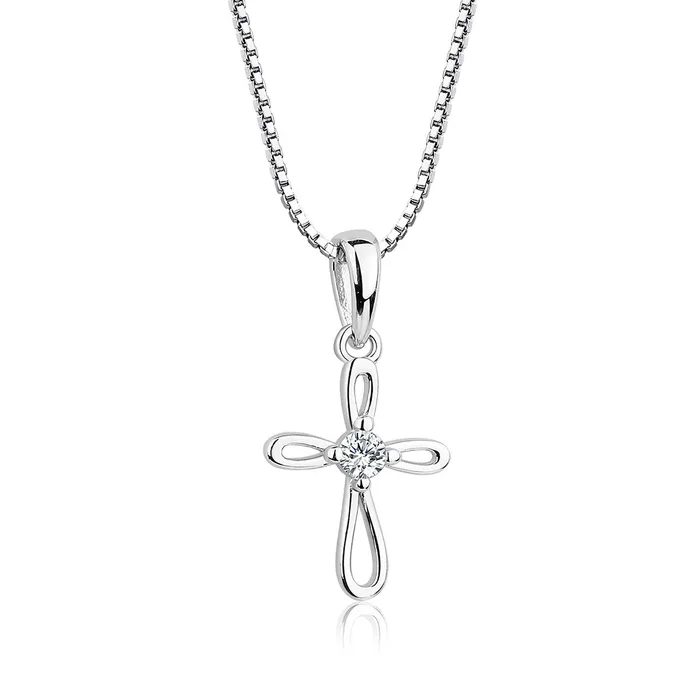 Cherished Moments Jewelry Necklaces Timeless Sterling Silver Infinity Cross Necklace First Communion Gift for Girls