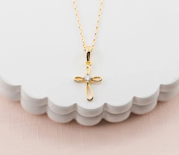 Cherished Moments Jewelry Necklaces Timeless Sterling Silver Infinity Cross Necklace First Communion Gift for Girls