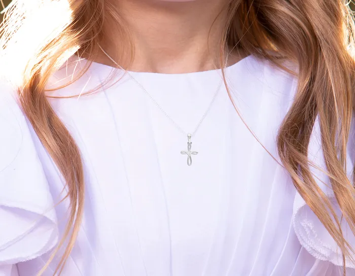Cherished Moments Jewelry Necklaces Timeless Sterling Silver Infinity Cross Necklace First Communion Gift for Girls
