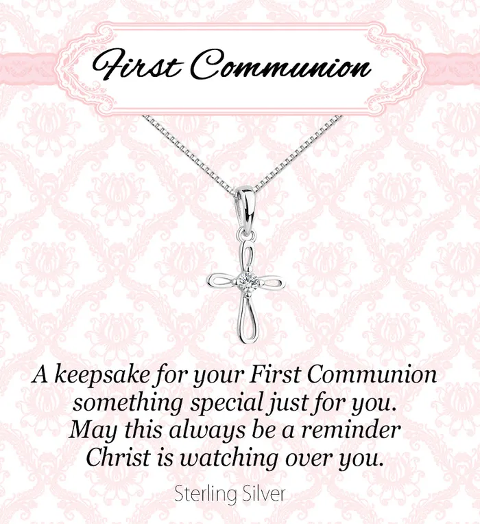 Cherished Moments Jewelry Necklaces Timeless Sterling Silver Infinity Cross Necklace First Communion Gift for Girls