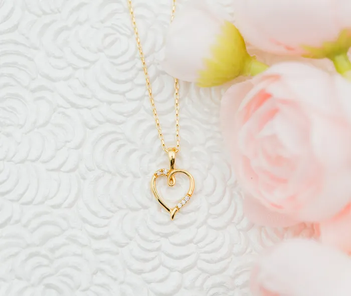 Childrens 14K Gold Plated Open Heart Necklace for Girls Cherished Moments Necklaces