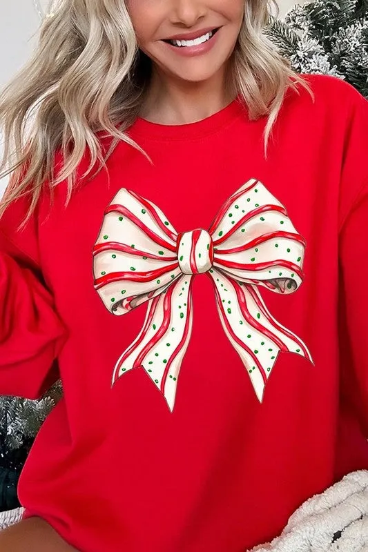 Christmas Tree Cake Bow Graphic Fleece Sweatshirts Color Bear Necklaces