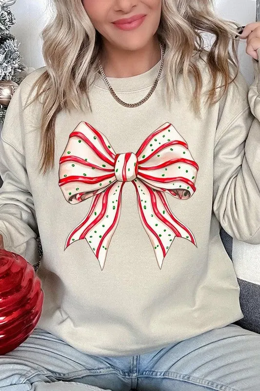 Christmas Tree Cake Bow Graphic Fleece Sweatshirts Color Bear Necklaces