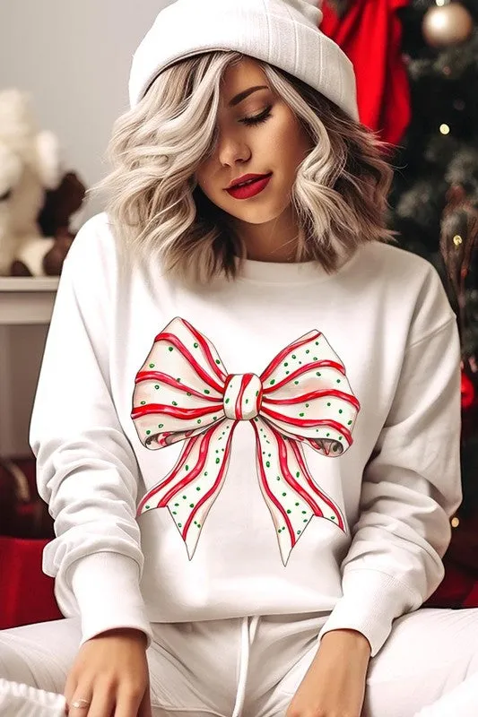 Christmas Tree Cake Bow Graphic Fleece Sweatshirts Color Bear Necklaces