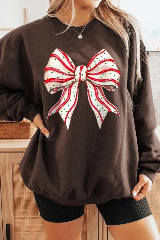 Christmas Tree Cake Bow Graphic Fleece Sweatshirts Color Bear Necklaces