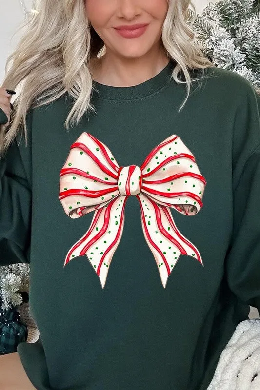 Christmas Tree Cake Bow Graphic Fleece Sweatshirts Color Bear Necklaces