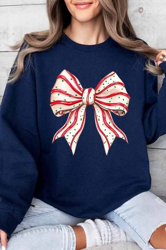 Christmas Tree Cake Bow Graphic Fleece Sweatshirts Color Bear Necklaces