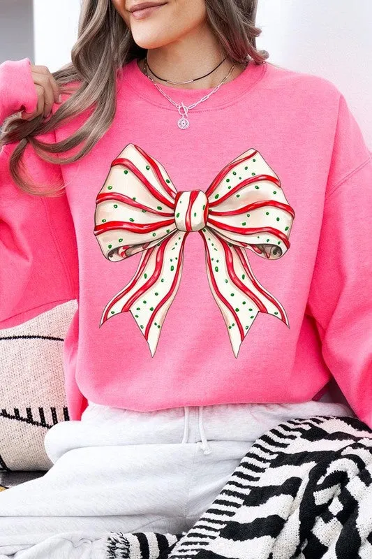 Christmas Tree Cake Bow Graphic Fleece Sweatshirts Color Bear Necklaces