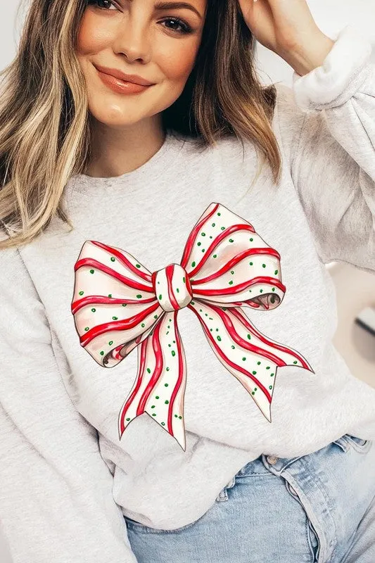 Christmas Tree Cake Bow Graphic Fleece Sweatshirts Color Bear Necklaces