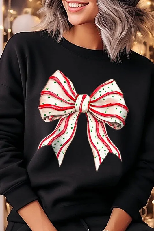 Christmas Tree Cake Bow Graphic Fleece Sweatshirts Color Bear Necklaces