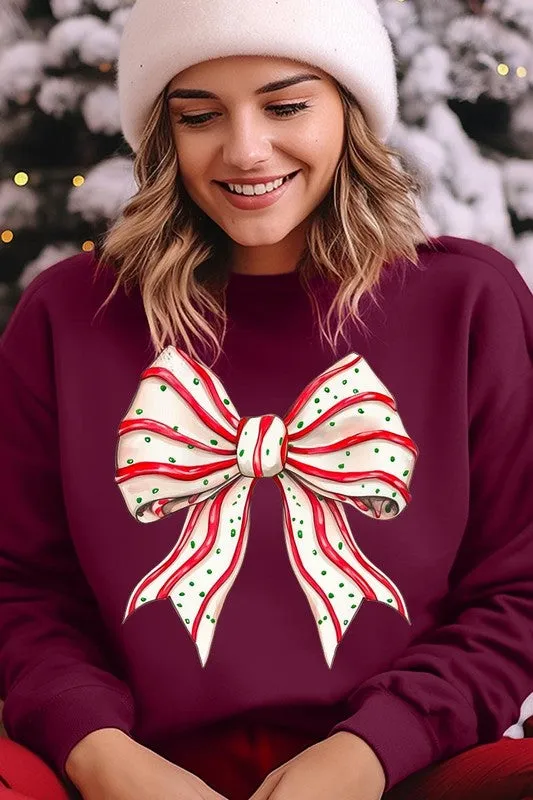 Christmas Tree Cake Bow Graphic Fleece Sweatshirts Color Bear Necklaces