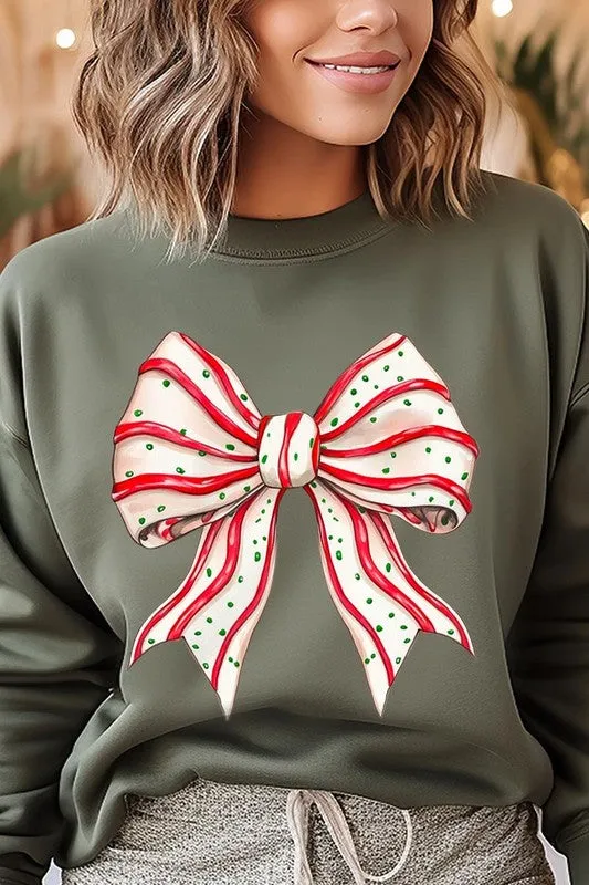 Christmas Tree Cake Bow Graphic Fleece Sweatshirts Color Bear Necklaces