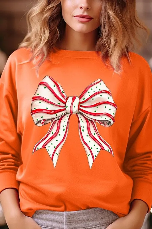 Christmas Tree Cake Bow Graphic Fleece Sweatshirts Color Bear Necklaces