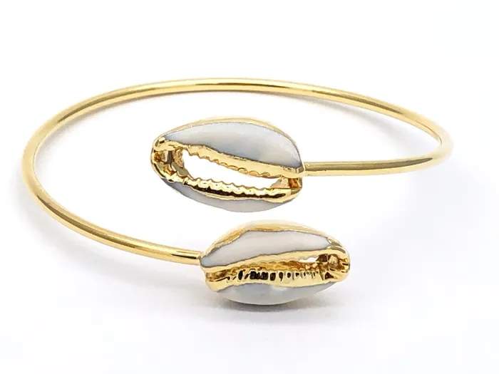 Conch Shell 65mm Gold Electroplated Adjustable Stacking Bangle Bracelet GemMartUSA Bracelets