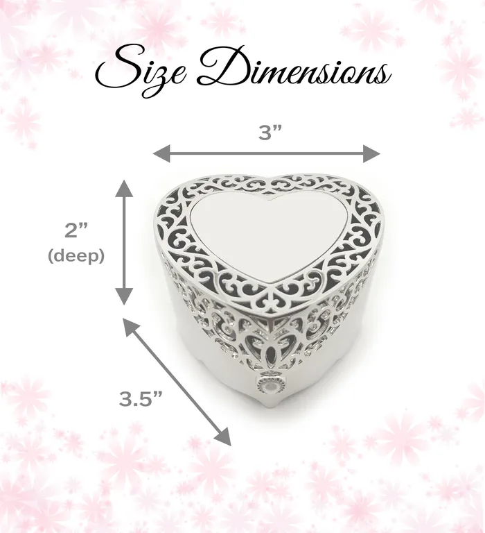 Custom Silver Filigree Heart Jewelry Box with Engraving for Girls Cherished Moments Jewelry Necklaces
