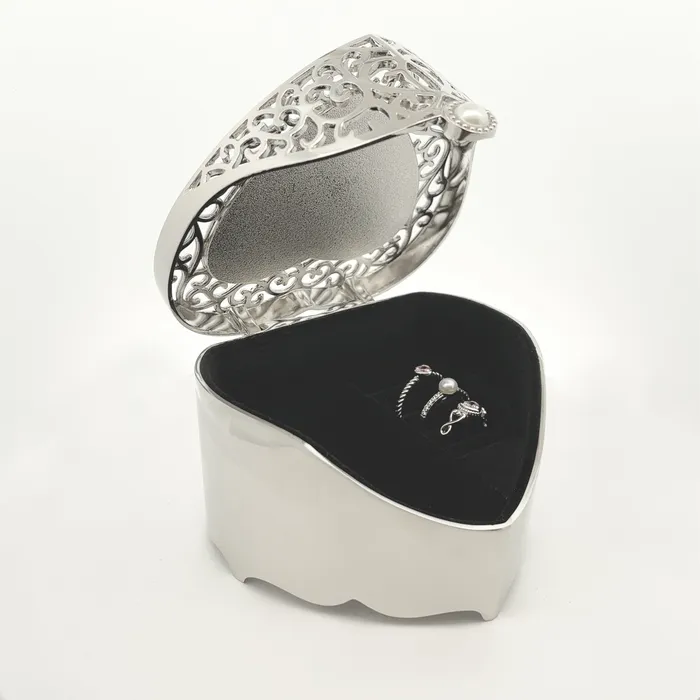 Custom Silver Filigree Heart Jewelry Box with Engraving for Girls Cherished Moments Jewelry Necklaces
