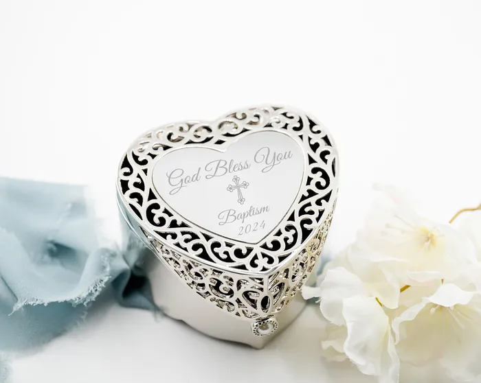 Custom Silver Filigree Heart Jewelry Box with Engraving for Girls Cherished Moments Jewelry Necklaces