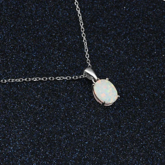 customjewelryan Necklaces Personalized Highquality Genuine 925 Sterling Silver Necklace for Women with Milky Opal Pendant Wedding Gift for Girls