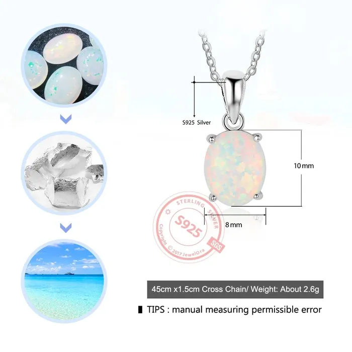 customjewelryan Necklaces Personalized Highquality Genuine 925 Sterling Silver Necklace for Women with Milky Opal Pendant Wedding Gift for Girls