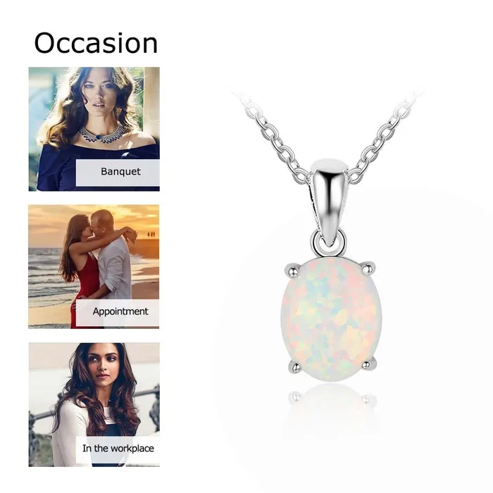 customjewelryan Necklaces Personalized Highquality Genuine 925 Sterling Silver Necklace for Women with Milky Opal Pendant Wedding Gift for Girls