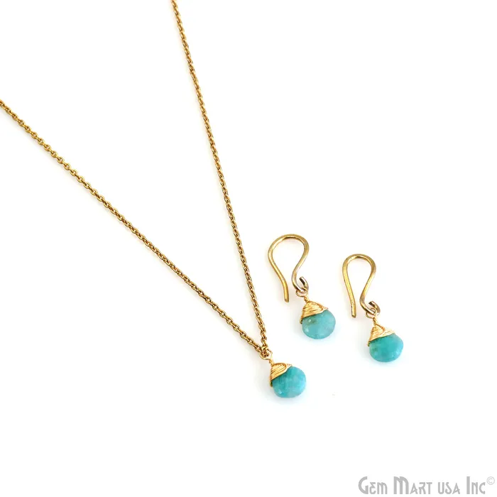 Earrings GemMartUSA Heart 7mm Gold Plated Wire Wrapped Single Bail Gemstone Drop Connector