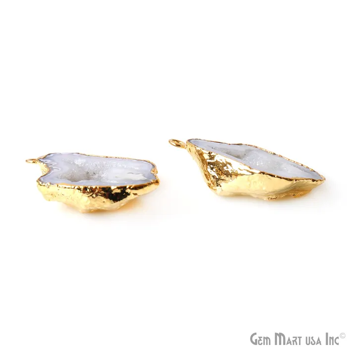 Earrings Geode Druzy 39x23mm Organic Gold Electroplated Single Bail Gemstone Earring Connector 1 Pair GemMartUSA Earrings Geode Druzy 39x23mm Organic Gold Electroplated Single Bail Gemstone Earring Connector 1 Pair GemMartUSA