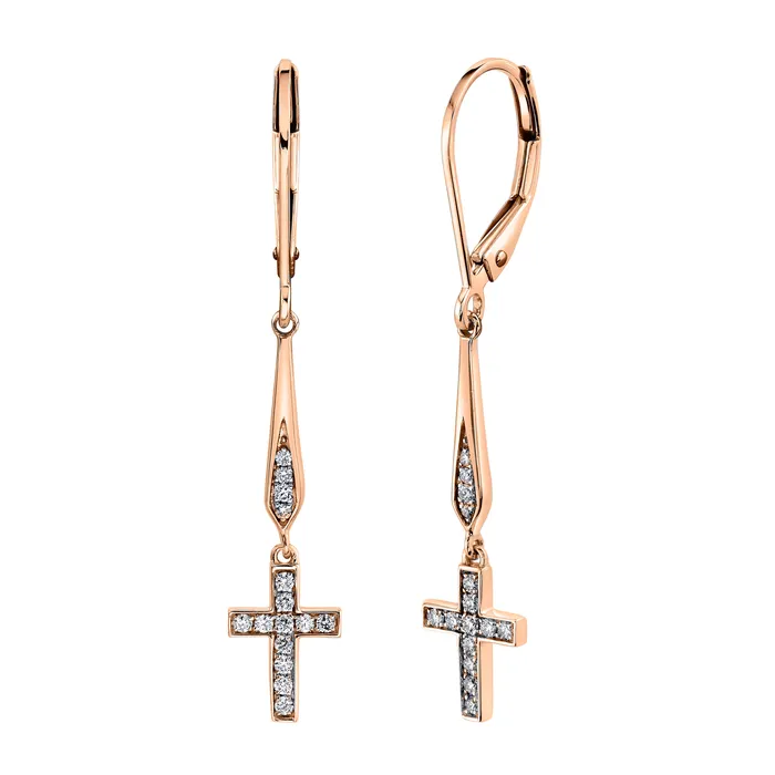 Earrings Petite Cross VS White Diamond Drop Earrings TVON
