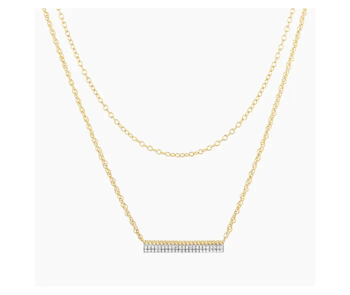 Ella Stein Gold Double Chain Bar Necklace SI3516 Ella Stein Necklaces