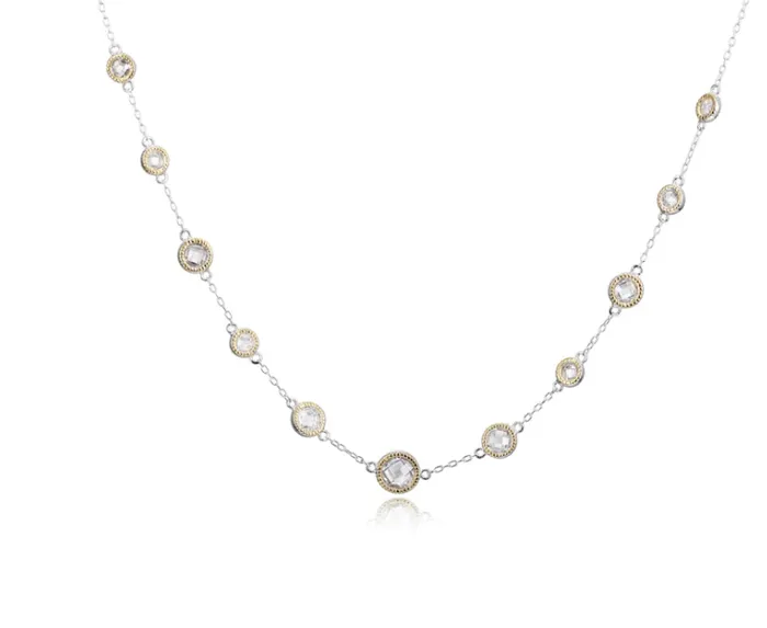 ELLE Necklaces ELLE Two Tone CZ Link Station Necklace SI6070