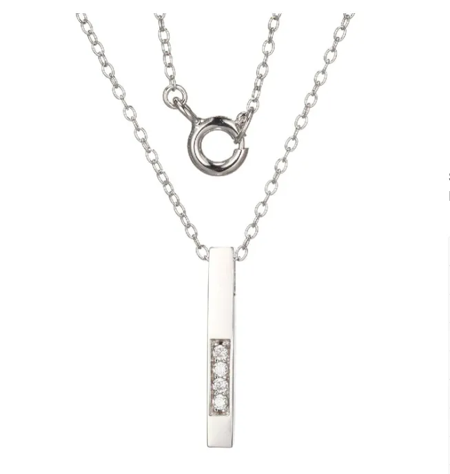 ELLE Silver CZ Bar Necklace SI3475 ELLE Necklaces