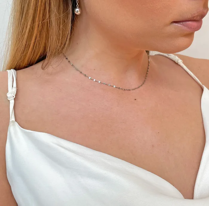 ELSIE SILVER DAINTY LACE CHAIN NECKLACE Mai Dsire Necklaces