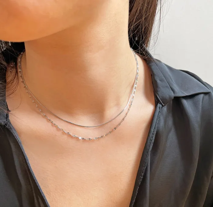 ELSIE SILVER DAINTY LACE CHAIN NECKLACE Mai Dsire Necklaces
