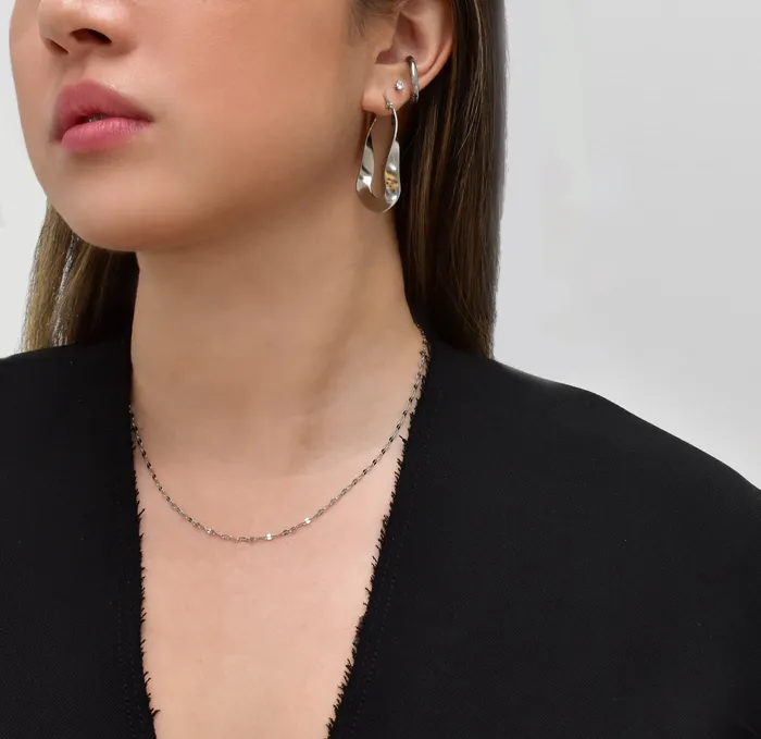 ELSIE SILVER DAINTY LACE CHAIN NECKLACE Mai Dsire Necklaces