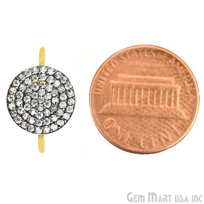 GemmartUSA Bracelets Coin CZ Pave 18x12mm Gold Vermeil Charm for Bracelet Pendants