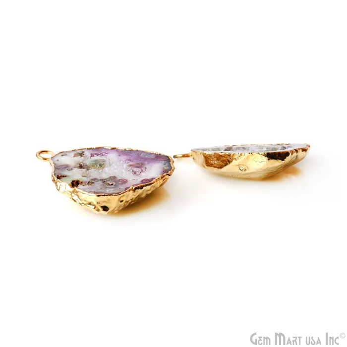 GemMartUSA Geode Druzy 34x29mm Organic Gold Electroplated Single Bail Gemstone Earring Connector 1 Pair Earrings GemMartUSA Geode Druzy 34x29mm Organic Gold Electroplated Single Bail Gemstone Earring Connector 1 Pair Earrings