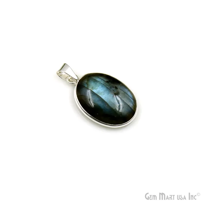 GemMartUSA Labradorite Gemstone Oval 31x20mm Sterling Silver Necklace Pendant 1PC Necklaces GemMartUSA Labradorite Gemstone Oval 31x20mm Sterling Silver Necklace Pendant 1PC Necklaces