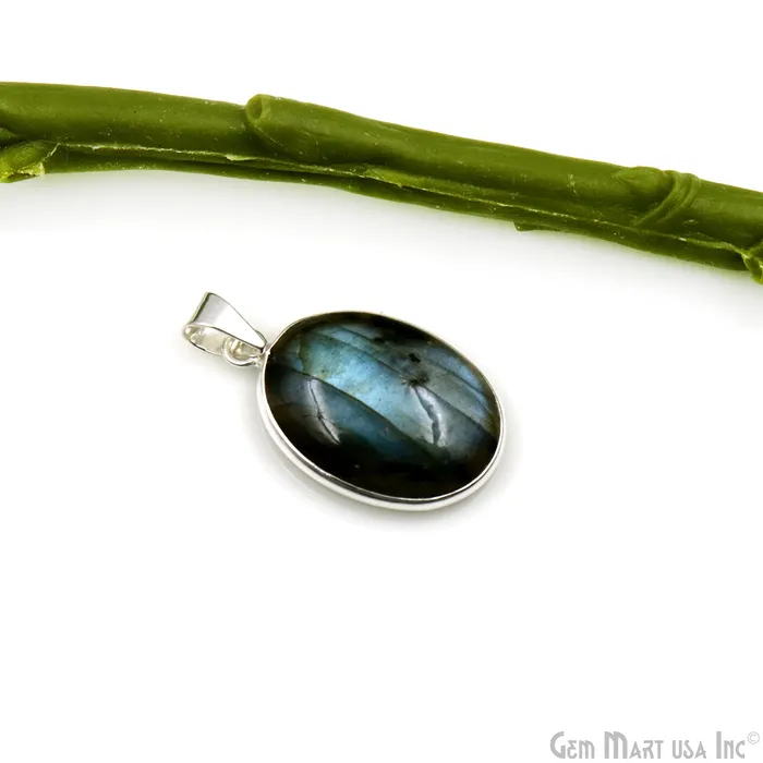 GemMartUSA Labradorite Gemstone Oval 31x20mm Sterling Silver Necklace Pendant 1PC Necklaces