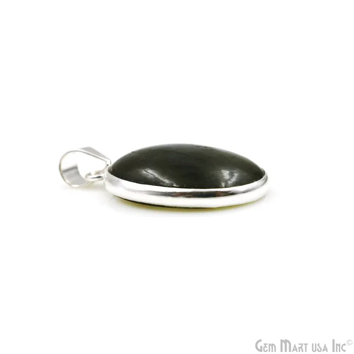 GemMartUSA Labradorite Gemstone Oval 31x20mm Sterling Silver Necklace Pendant 1PC Necklaces